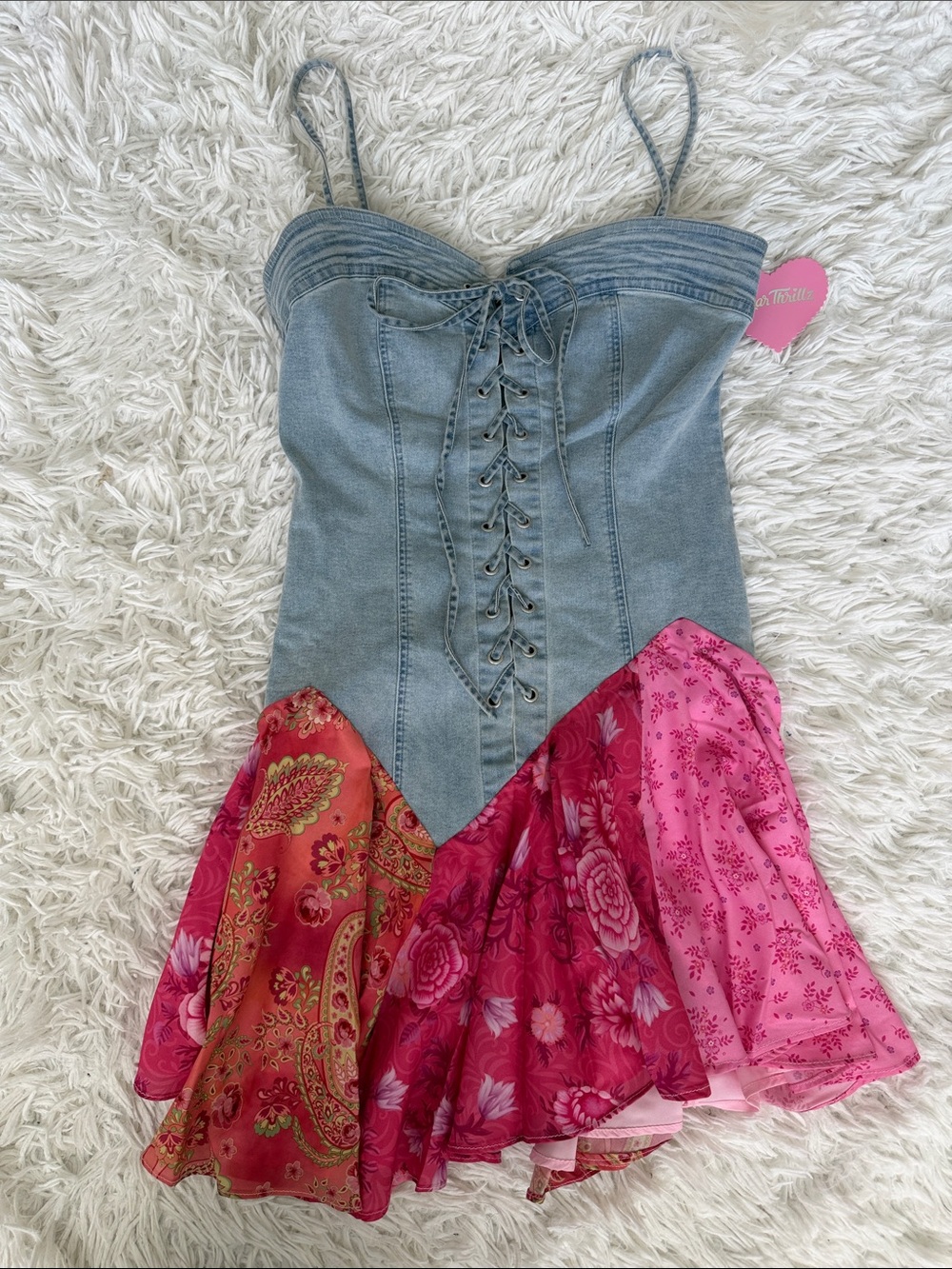 Dolls Kill Sugar Thrillz Floral Rodeo Mini Dress Size XS